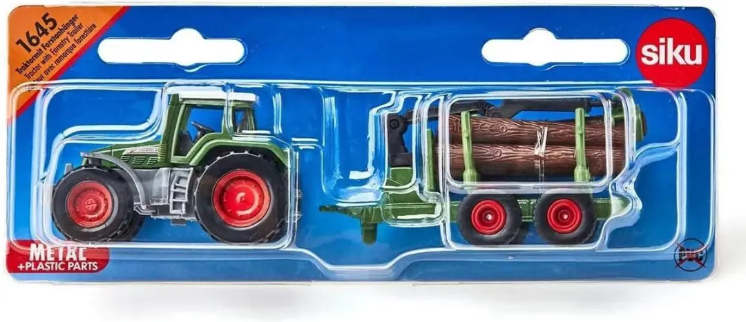 SIKU 1645 Fendt Tractor met Boomstam-Aanhanger - Groen