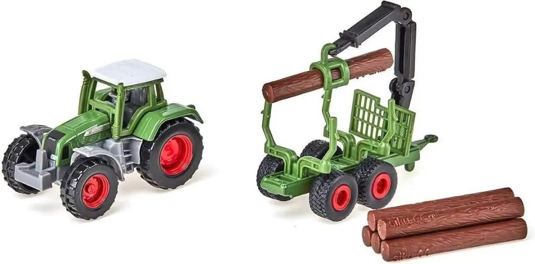 SIKU 1645 Fendt Tractor met Boomstam-Aanhanger - Groen