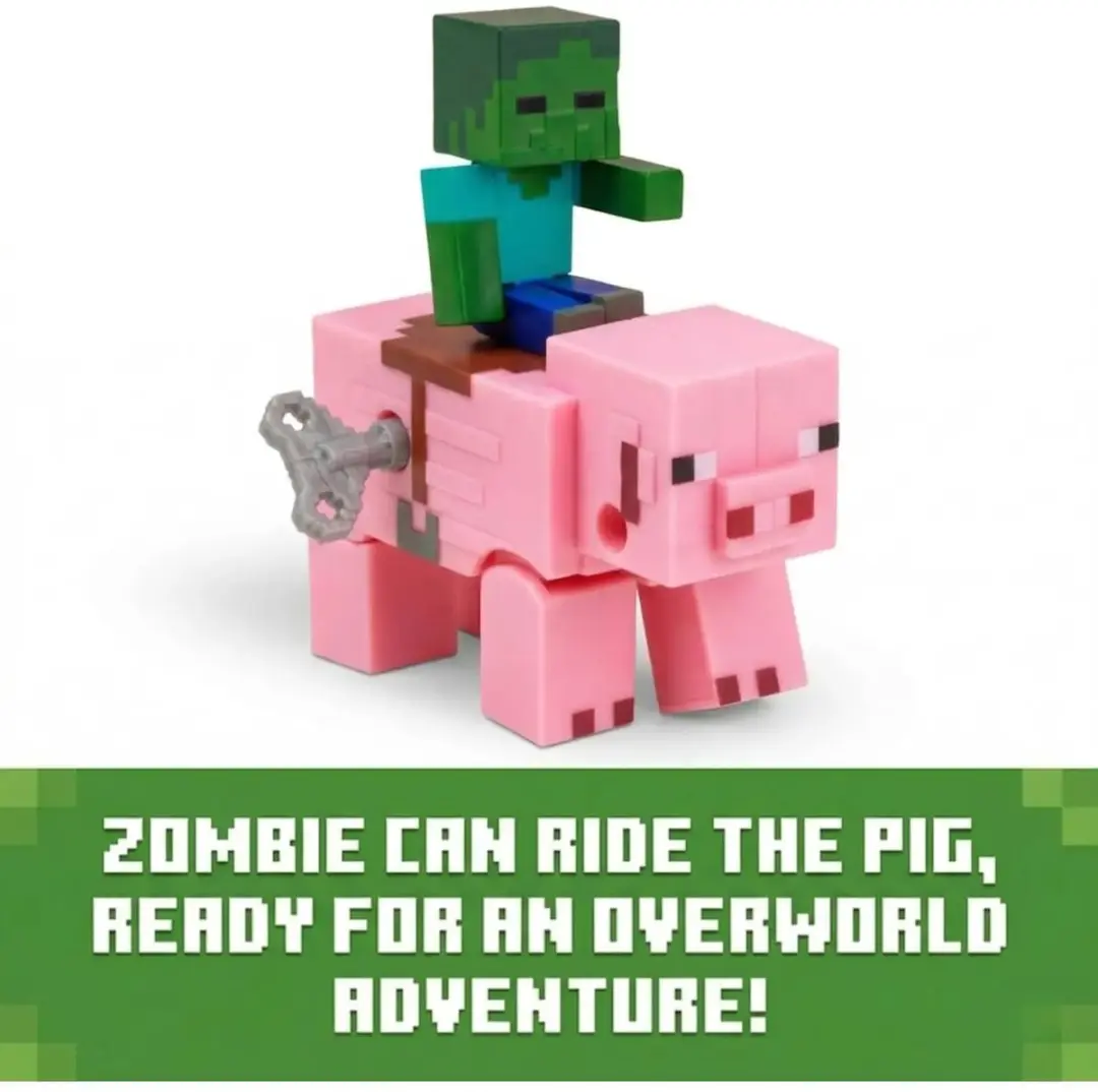 Minecraft Wind-Up Toy Zombie & Pig - 2 Stuks 5cm - Meerkleurig