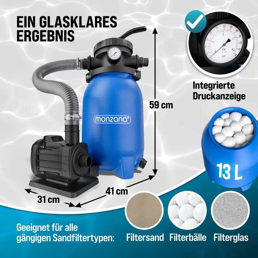 Monzana Zandfilterpomp MZPF180 5000L/u - afbeelding 6 van 6