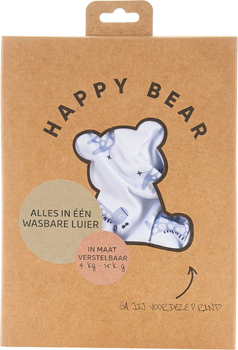 HappyBear All In One Luier Blue Giraffe - One Size 4-15kg