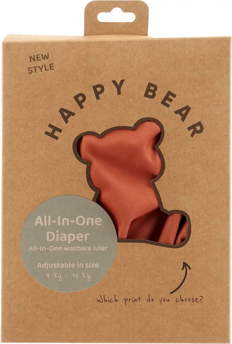 HappyBear All In One Wasbare Luier Terra One Size - 4-15kg