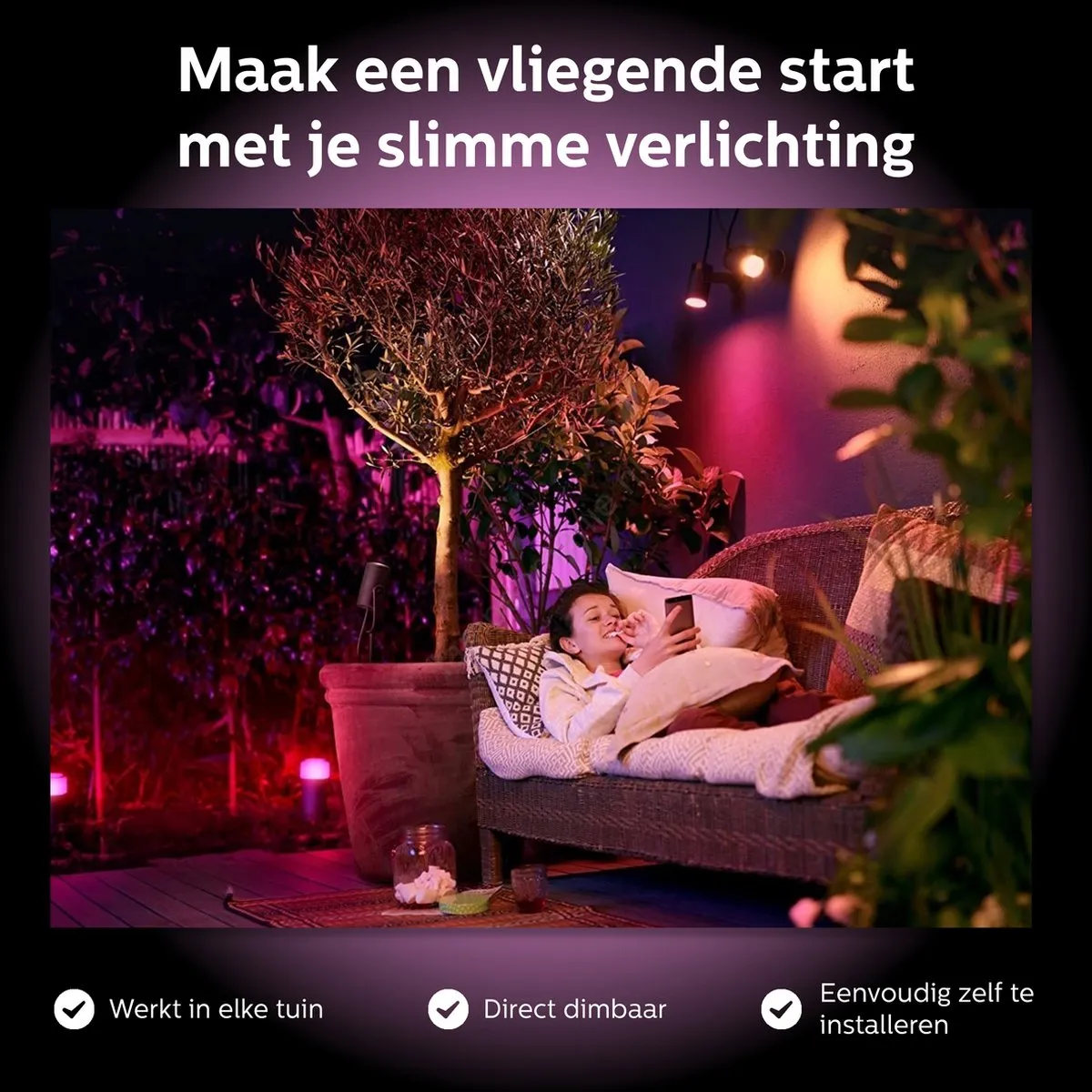 Philips Hue Lily Basisset 10 Tuinspots - Antraciet