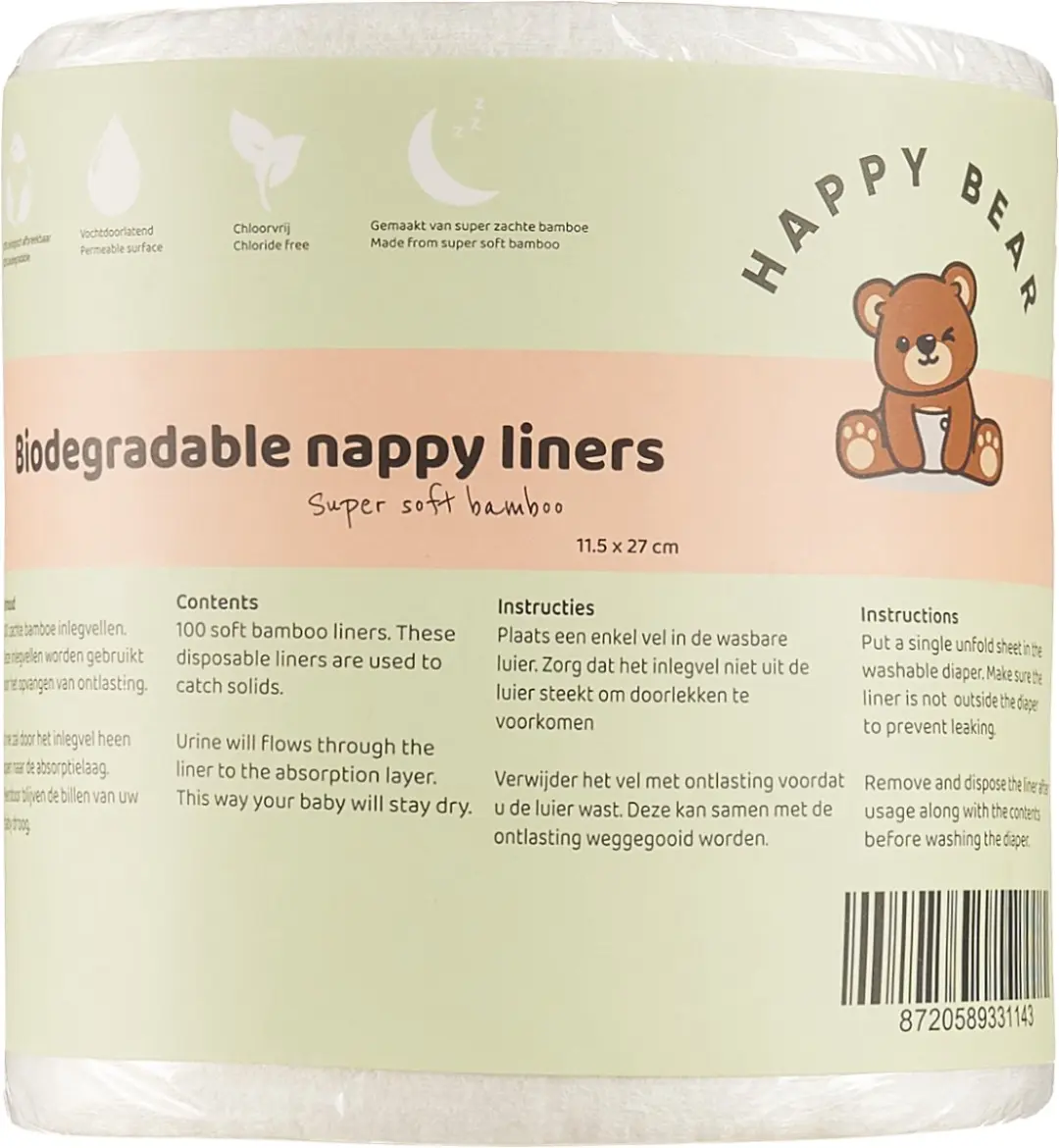 HappyBear Inlegvellen Bamboe One Size