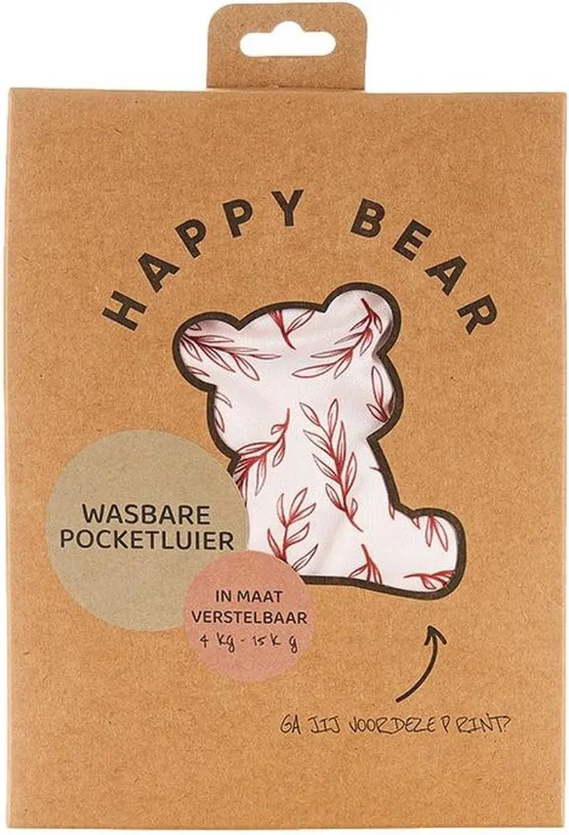 HappyBear Pocketluier Twiggy Wasbare Onesize 5-17kg - Incl. Bamboe & Microvezel Booster