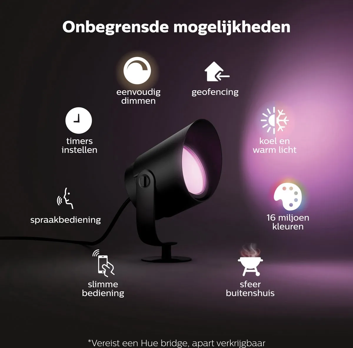 Philips Hue Lily XL Tuinspotset - 15W - Antraciet