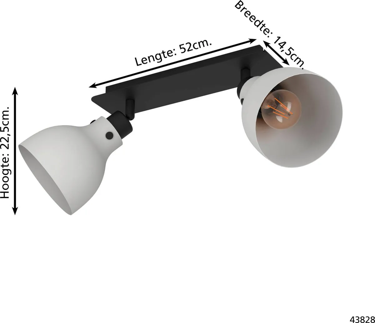 Eglo Matlock Spot E27 - 2 Lichtpunten 52cm - Grijs/Zwart