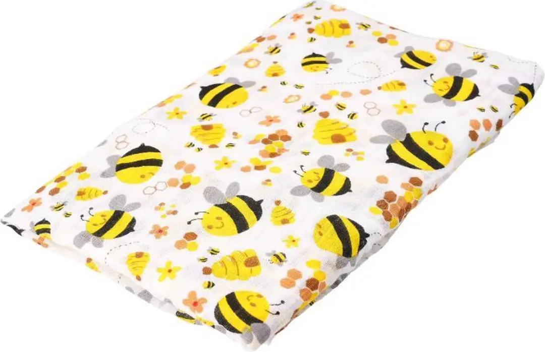 HappyBear Hydrofiele Swaddle Doek Bijen 120x120cm