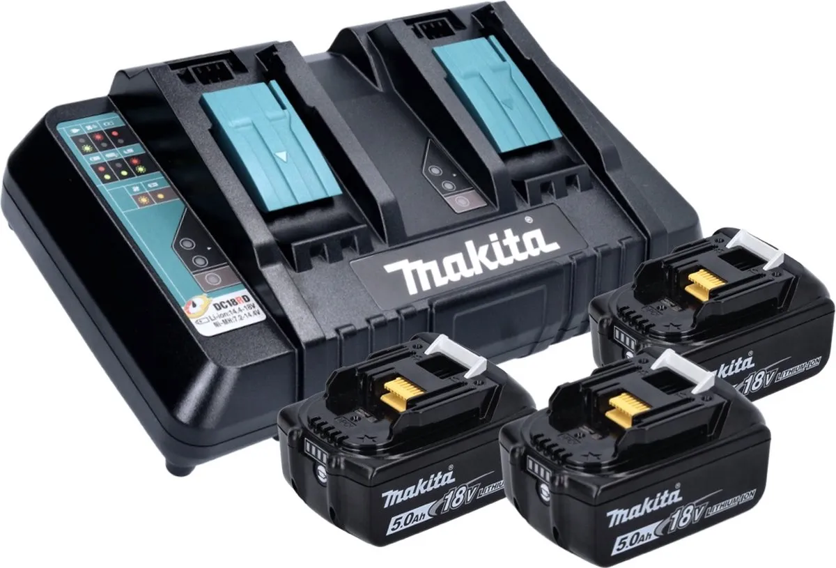 Makita 18V 5Ah Accu Set - 2x + Oplader - afbeelding 6 van 6