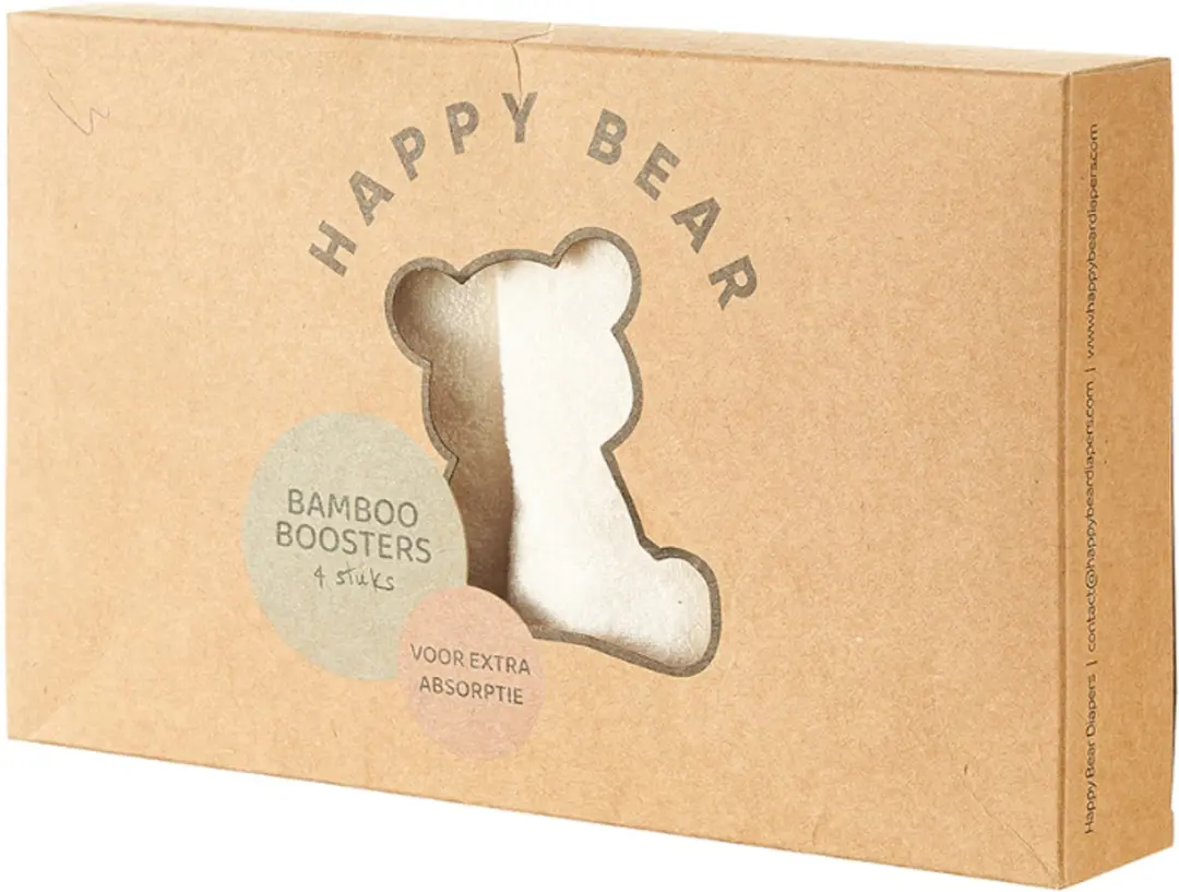 HappyBear Bamboe Booster Set - 4 Stuks Wasbare Luiers