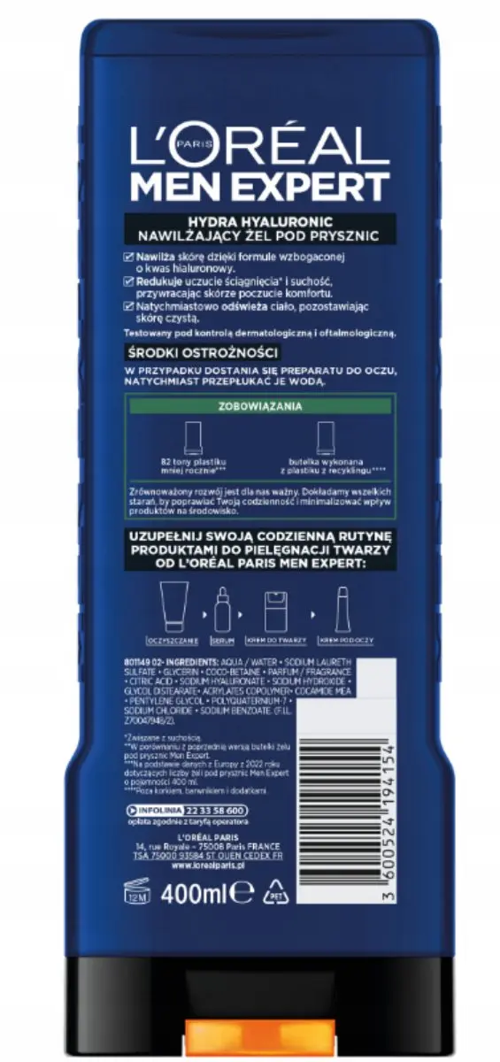 L'Oréal Men Expert Hydraterende Douchegel 400ml
