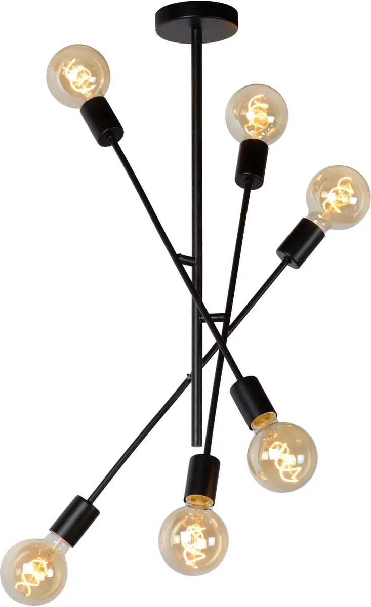 Lucide Lester Plafondlamp 6xE27 - Zwart