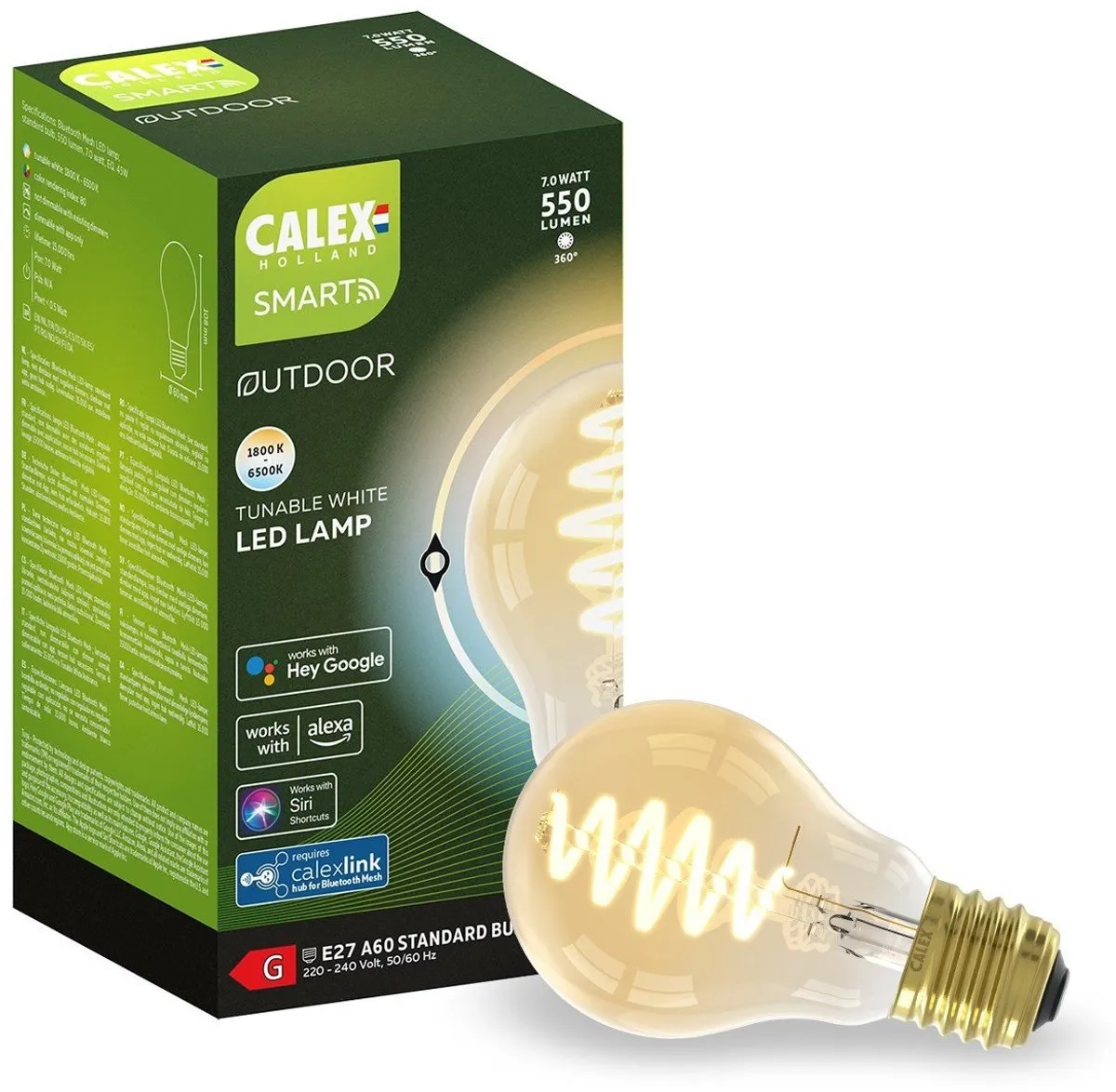 Calex Smart Outdoor LED Lamp E27 RGBW 7W - Goud