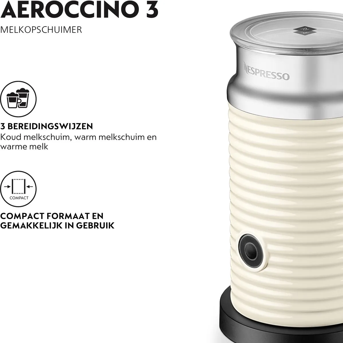 Nespresso Aeroccino 3 - Melkopschuimer - Wit