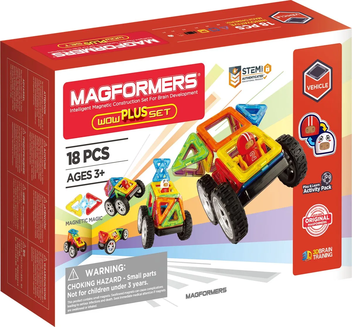 Magformers Wow Plus Set - bouwset 18 stuks- magnetisch speelgoed- speelgoed 3,4,5,6,7 jaar jongens en meisjes– Montessori speelgoed- educatief speelgoed- constructie speelgoed