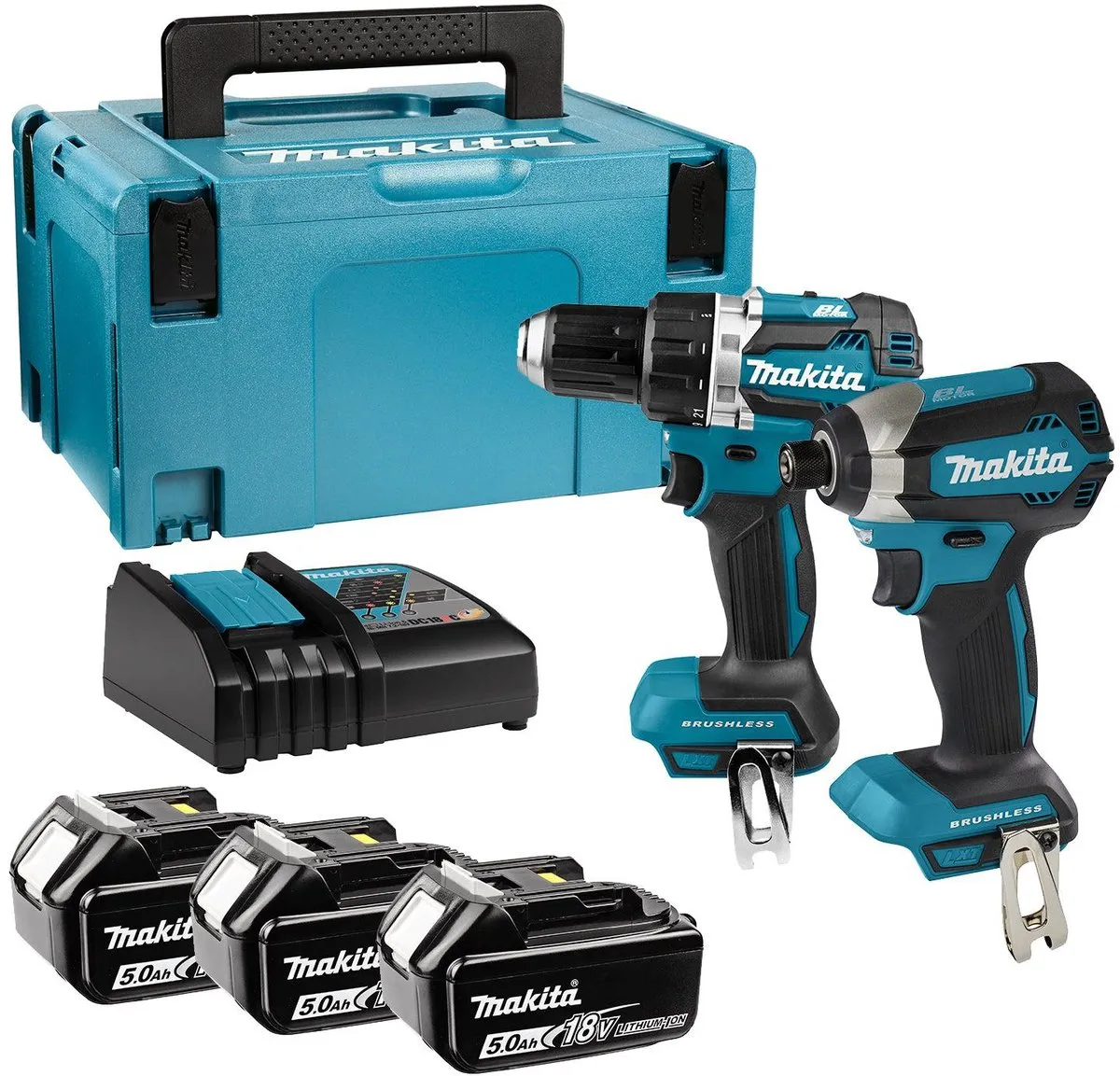Makita DLX2189T3J Combopack 18V - 3x 5.0Ah Accu + Slagschroevendraaier & Boormachine