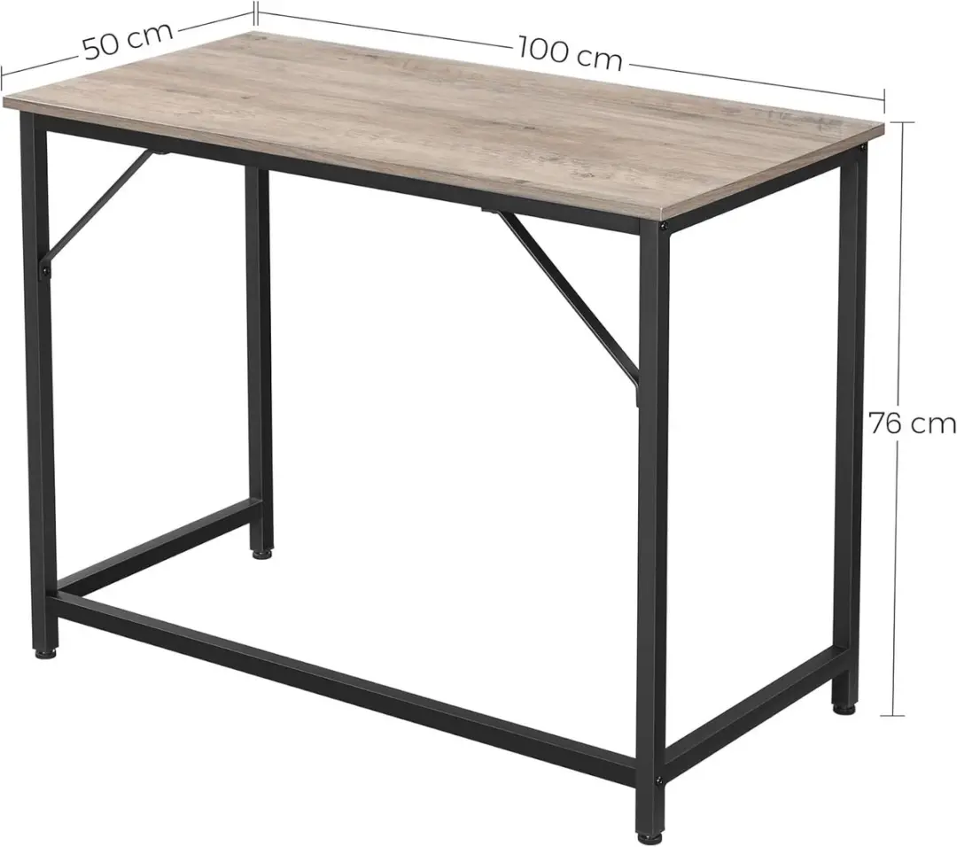 Songmics VASAGLE Bureau 100x50cm - Industrieel grijs-zwart