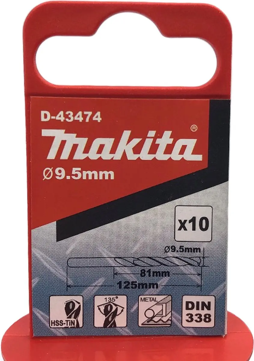 Makita Metaalboren HSS-TiN 9.5mm - 10 Stuks