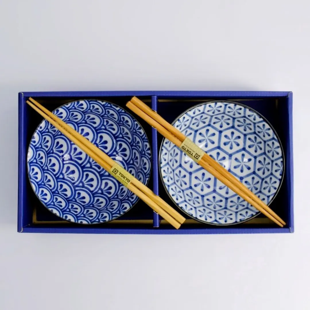 Tokyo Design Studio Ramenkommen 1302 - 4-delig - Blauw/Wit