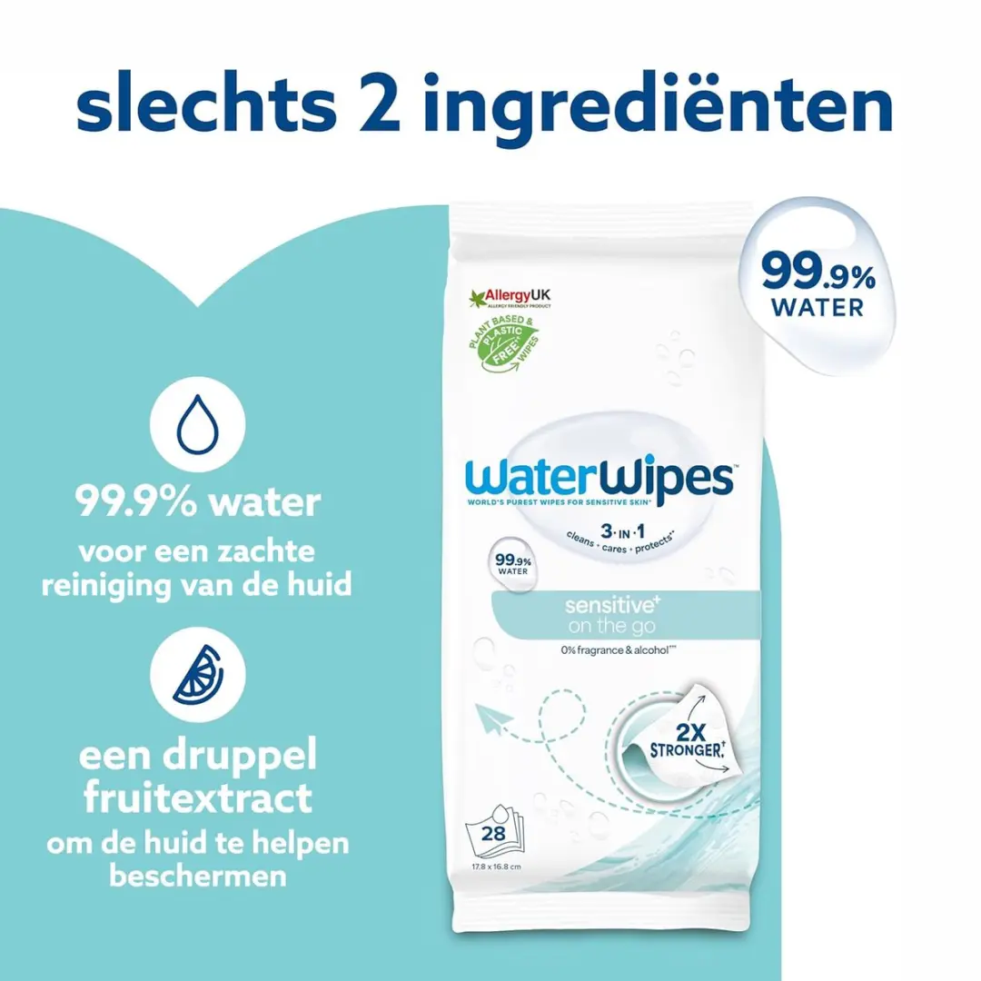 WaterWipes Sensitive On The Go Doekjes - 224 Stuks