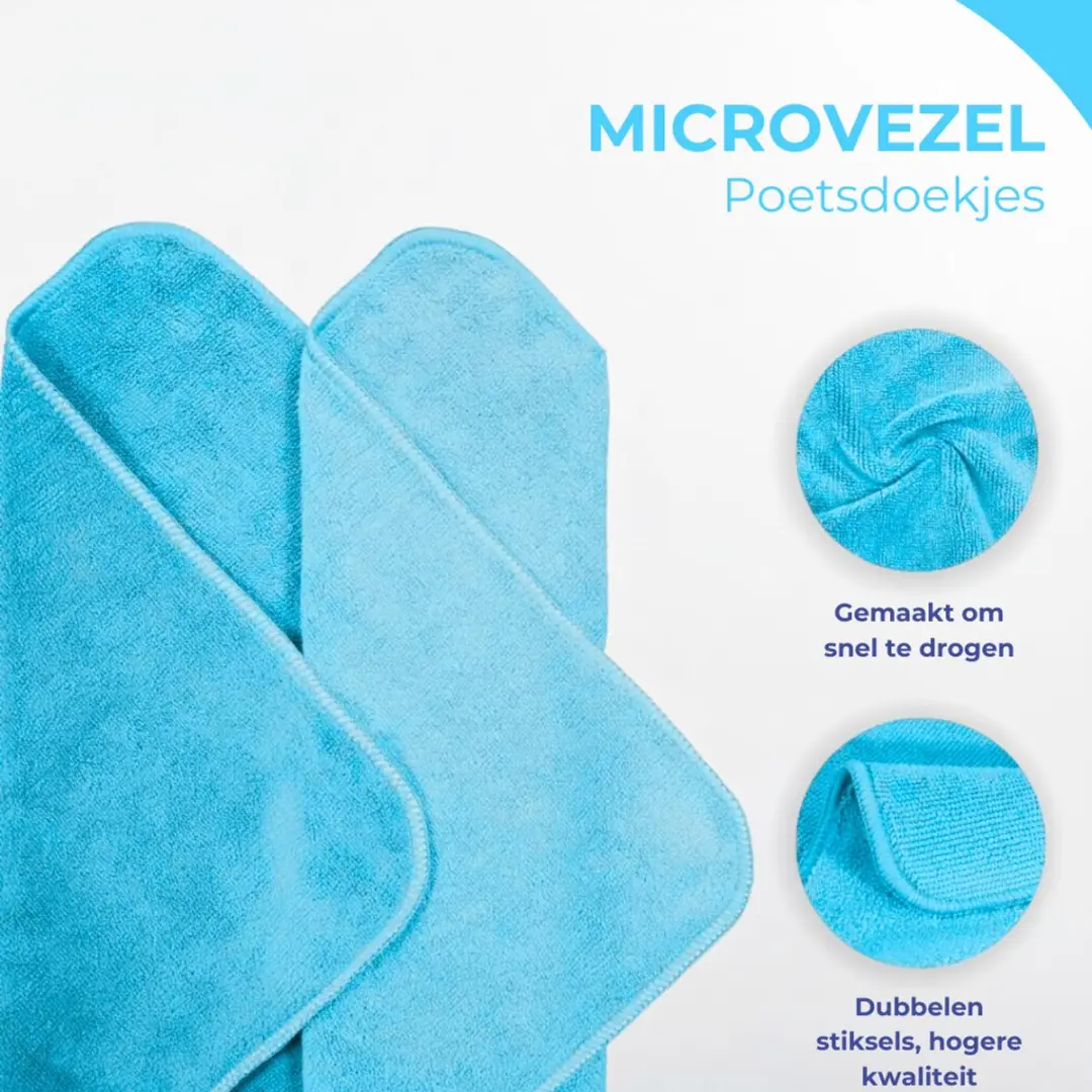 Kymo Blauwe Microvezeldoekjes 30x30cm - 12 Stuks