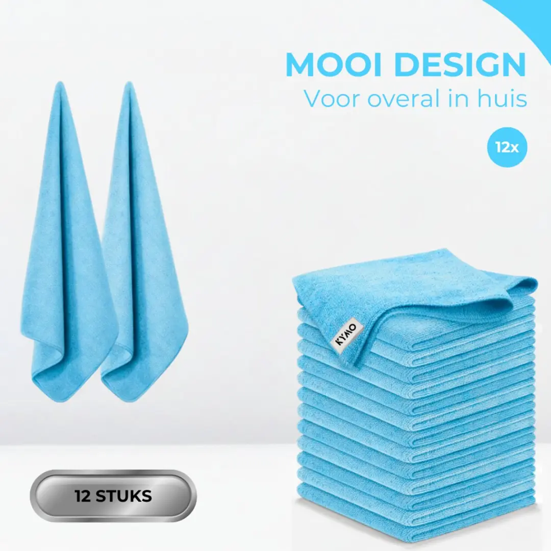 Kymo Blauwe Microvezeldoekjes 30x30cm - 12 Stuks