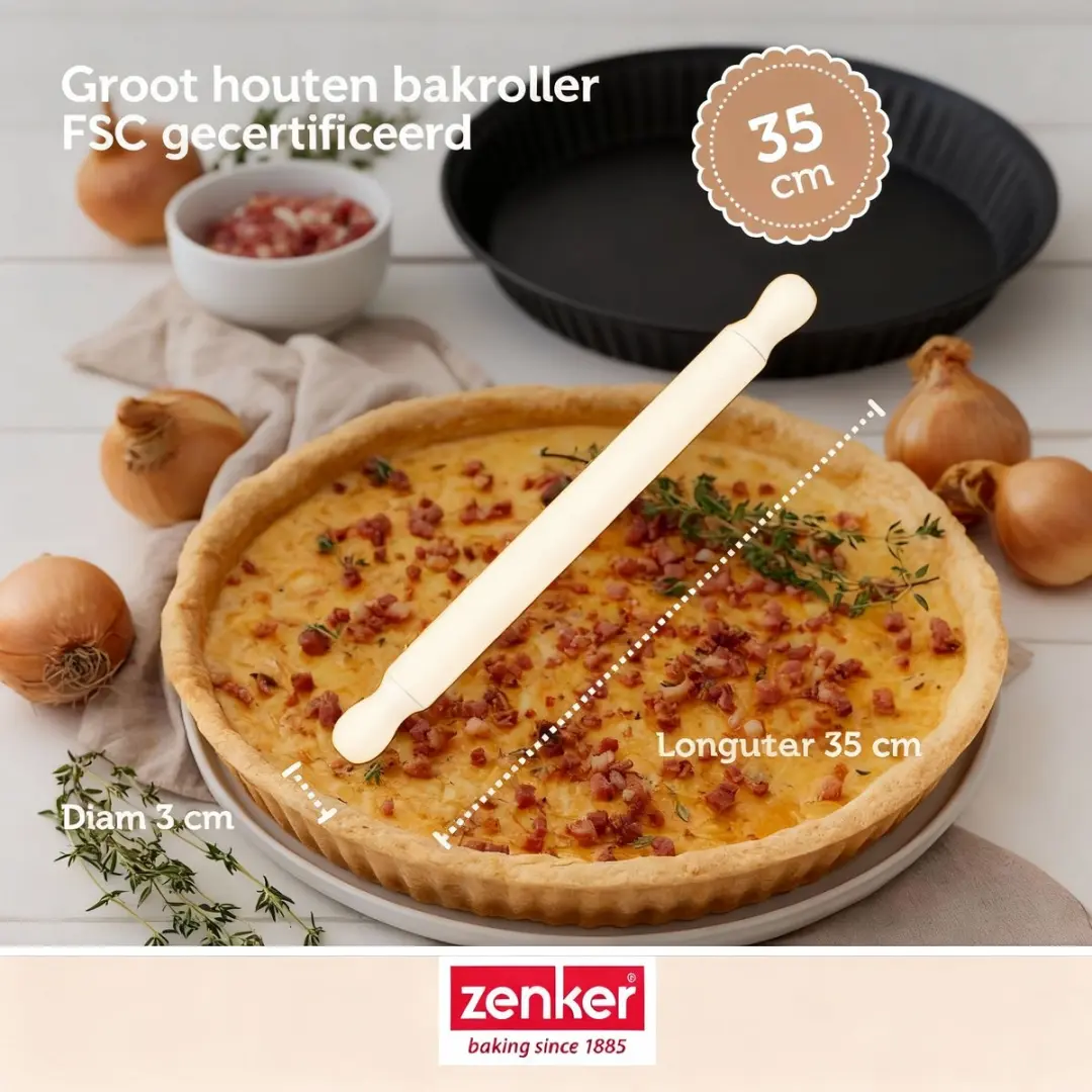 Zenker Smart Pastry Houten Deegroller 35cm - Bruin