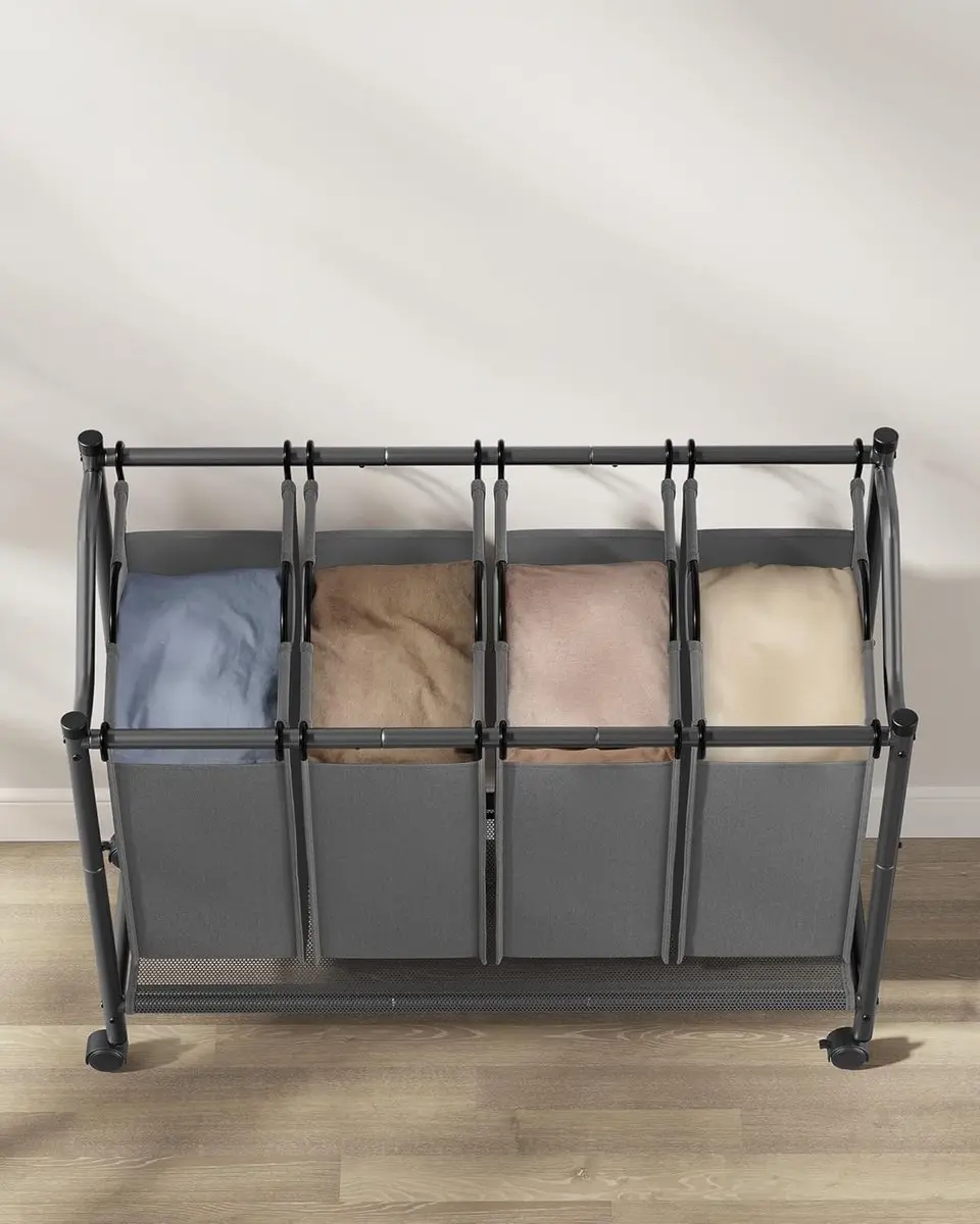 Songmics Wasmand met Wielen RLS103G01 - 4x45L - Leisteengrijs