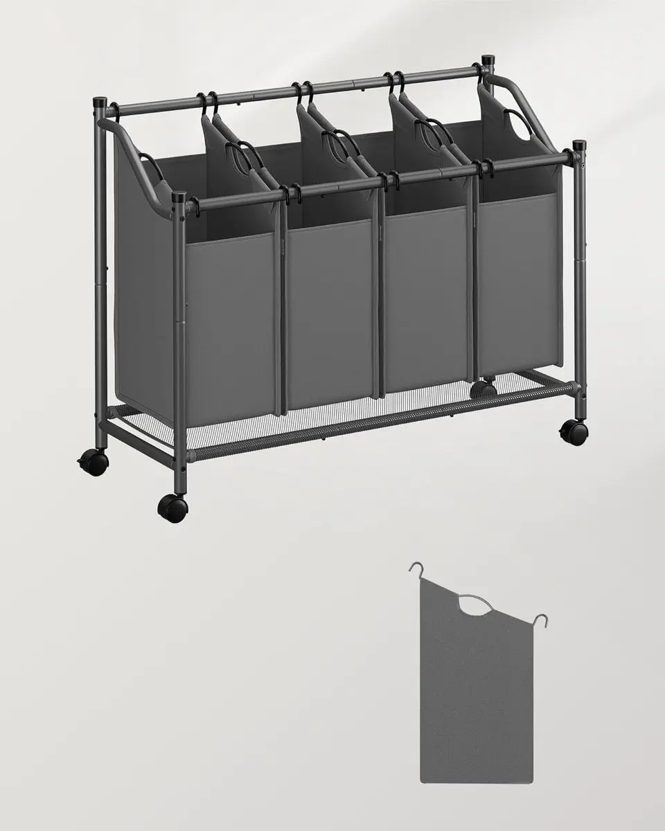 Songmics Wasmand met Wielen RLS103G01 - 4x45L - Leisteengrijs