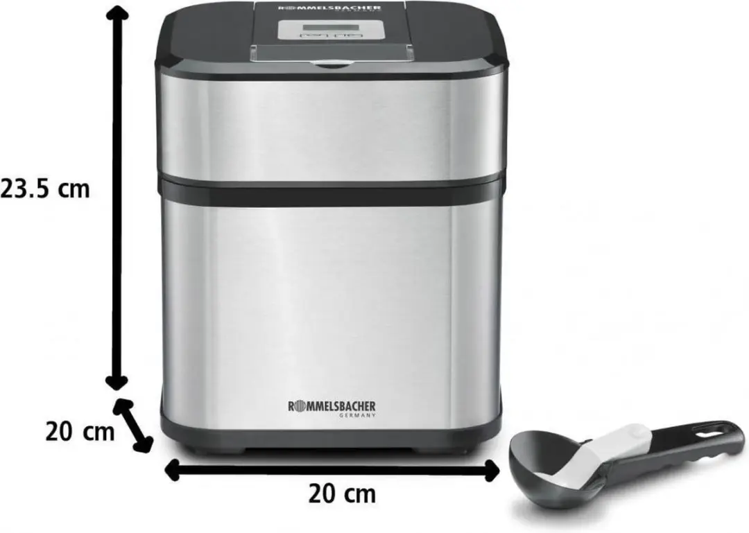 Rommelsbacher IM 12 IJsmachine - 12W - 1,5L - Zwart/Roestvrijstaal