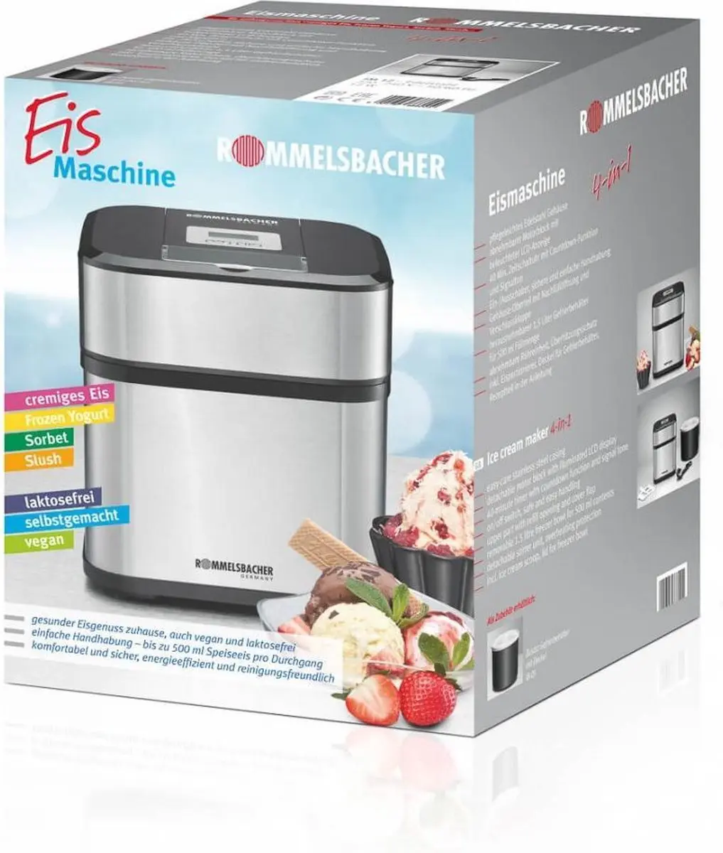 Rommelsbacher IM 12 IJsmachine - 12W - 1,5L - Zwart/Roestvrijstaal - afbeelding 6 van 6