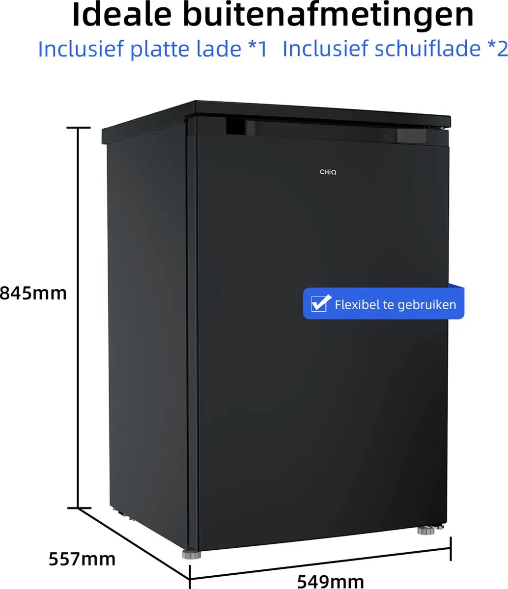 CHiQ CSD90D4D Vrijstaande Vriezer 85L - 3 Lades - Zwart