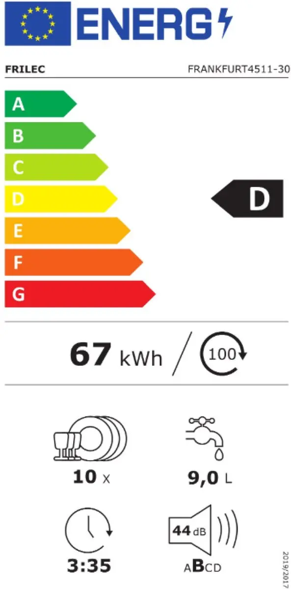 Frilec Frankfurt4511-30 Inbouw Vaatwasser 10 Couverts - 45cm