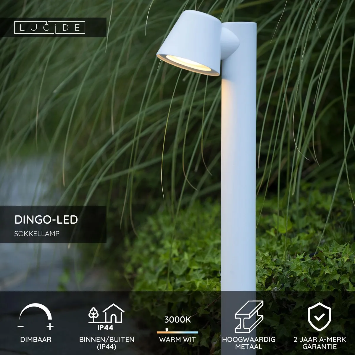 Lucide DINGO-LED Sokkellamp 5W 3000K - IP44 - Wit