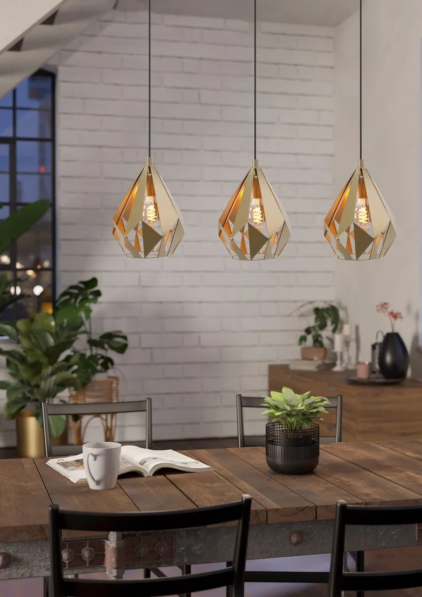 Eglo Carlton Hanglamp 3x E27 - 80,5 cm - Goud