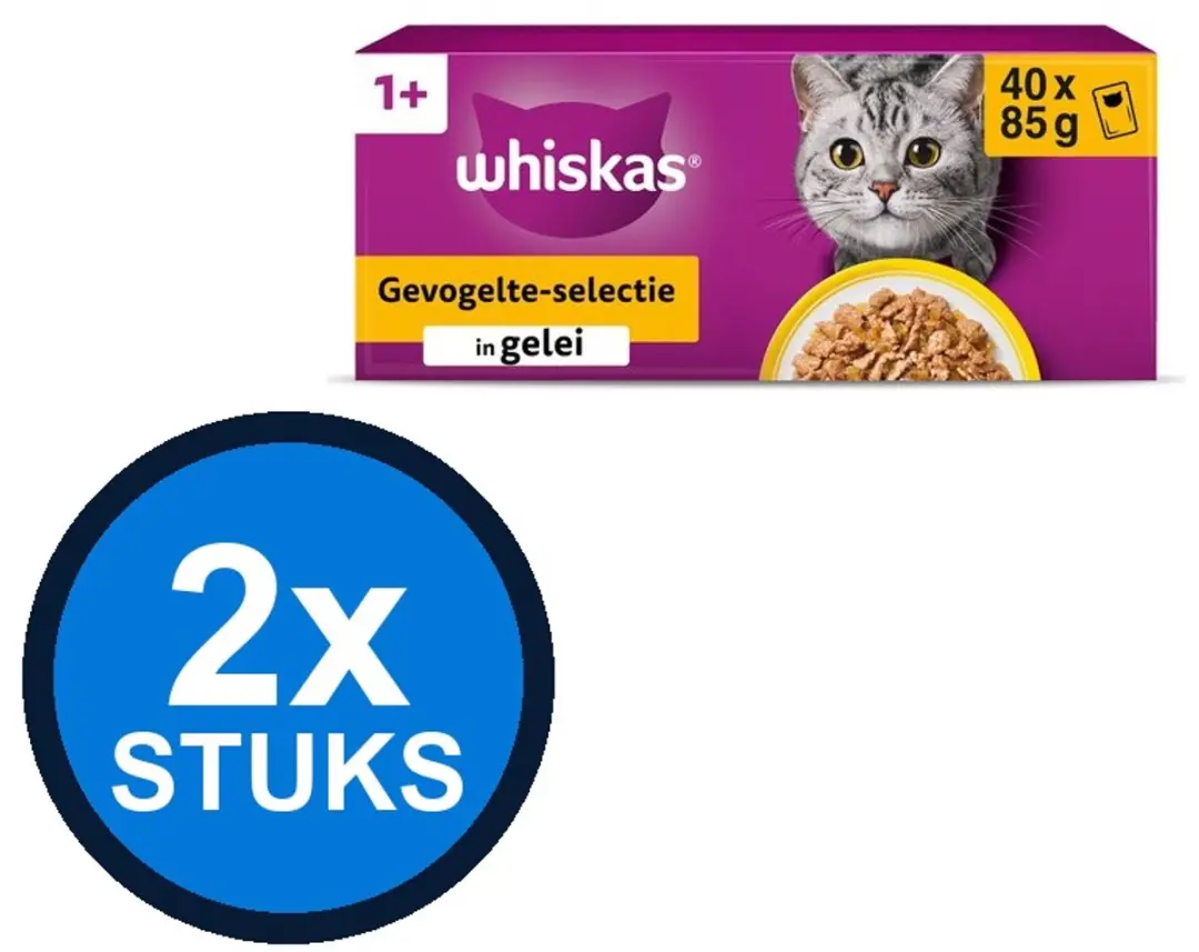 Whiskas 1+ Pouch Adult Gelei Gevogelte Sel Multipack