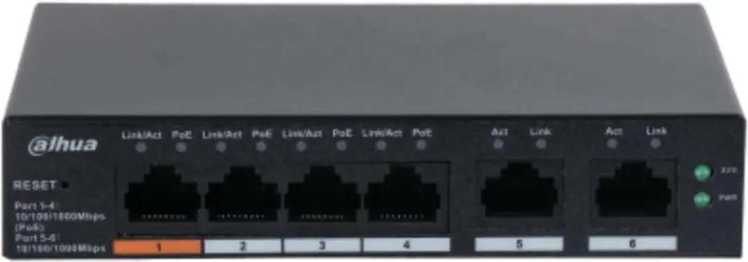 Dahua CS4006-4GT-60 Beheerde PoE Switch - 4 Poorten - 60W - Zwart