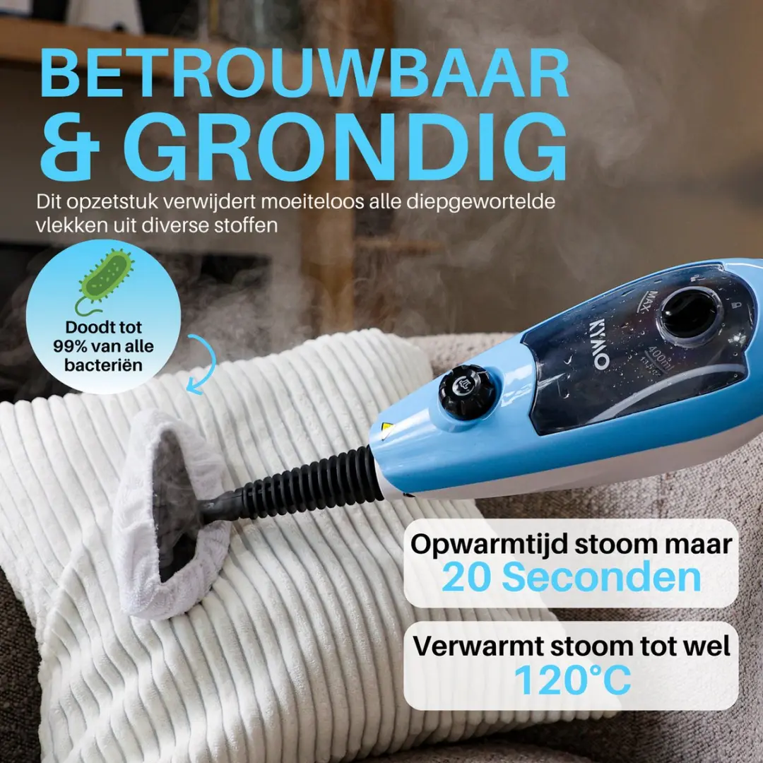 Kymo 9-in-1 Stoomreiniger 1300W - Blauw/Wit