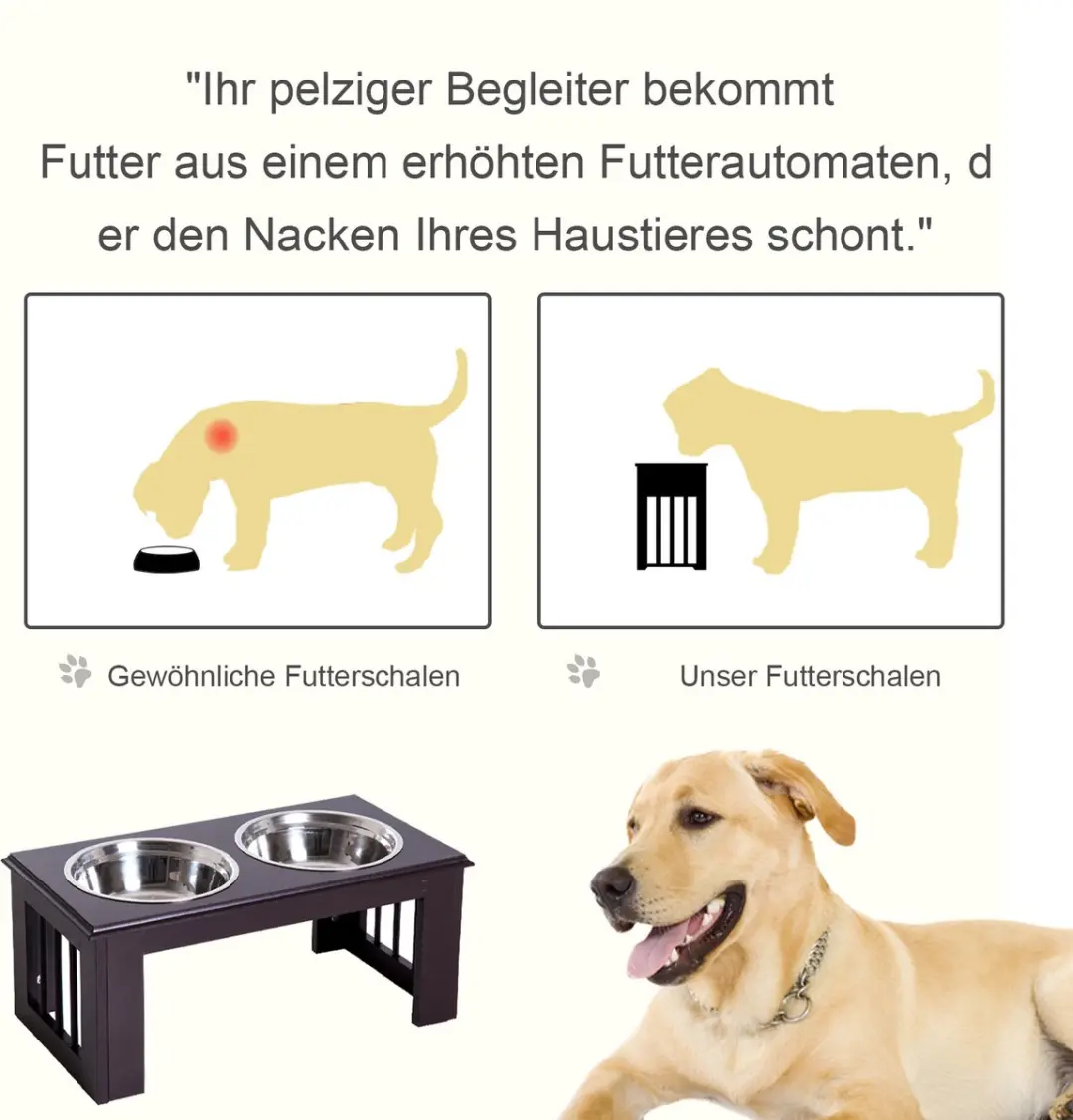 Pawhut Verhoogde Hondenbak - 2 Liter - Zwart