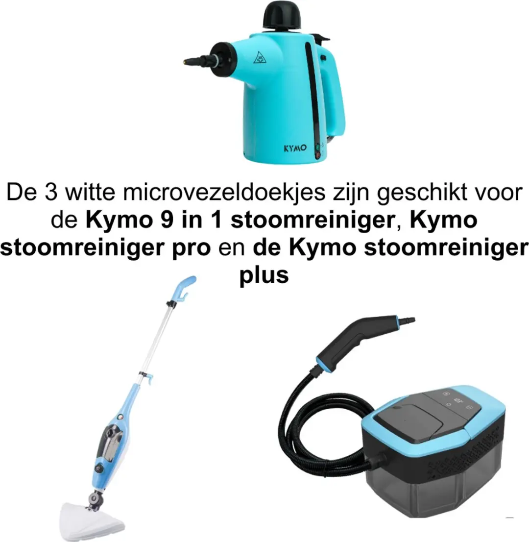 Kymo Microvezeldoekjes 3 Stuks - Wit - Voor 9 in 1 & Plus Stoomreiniger