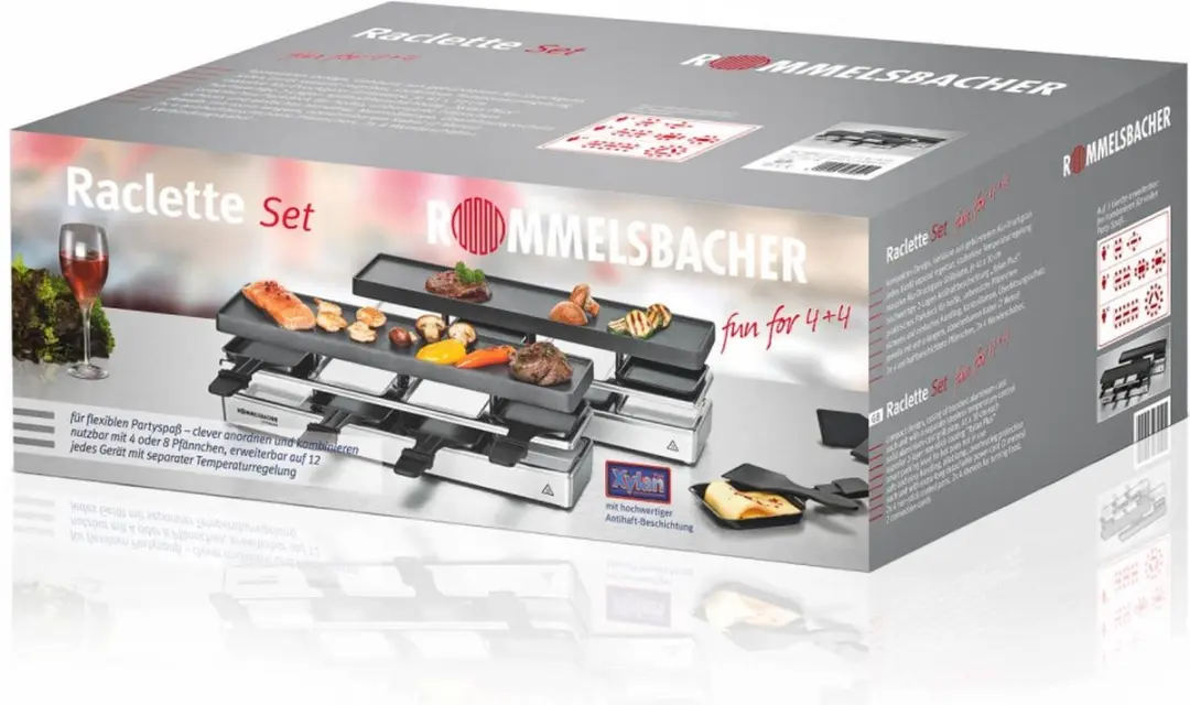 Rommelsbacher RC 1600 Raclette Grillset - 8 Personen - 1600W - Roestvrij Staal