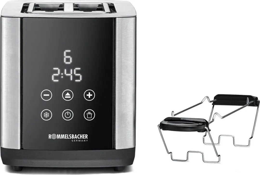 Rommelsbacher TO 850 Broodrooster - 2 Extra Brede Sleuven - 850W - Zwart/RVS