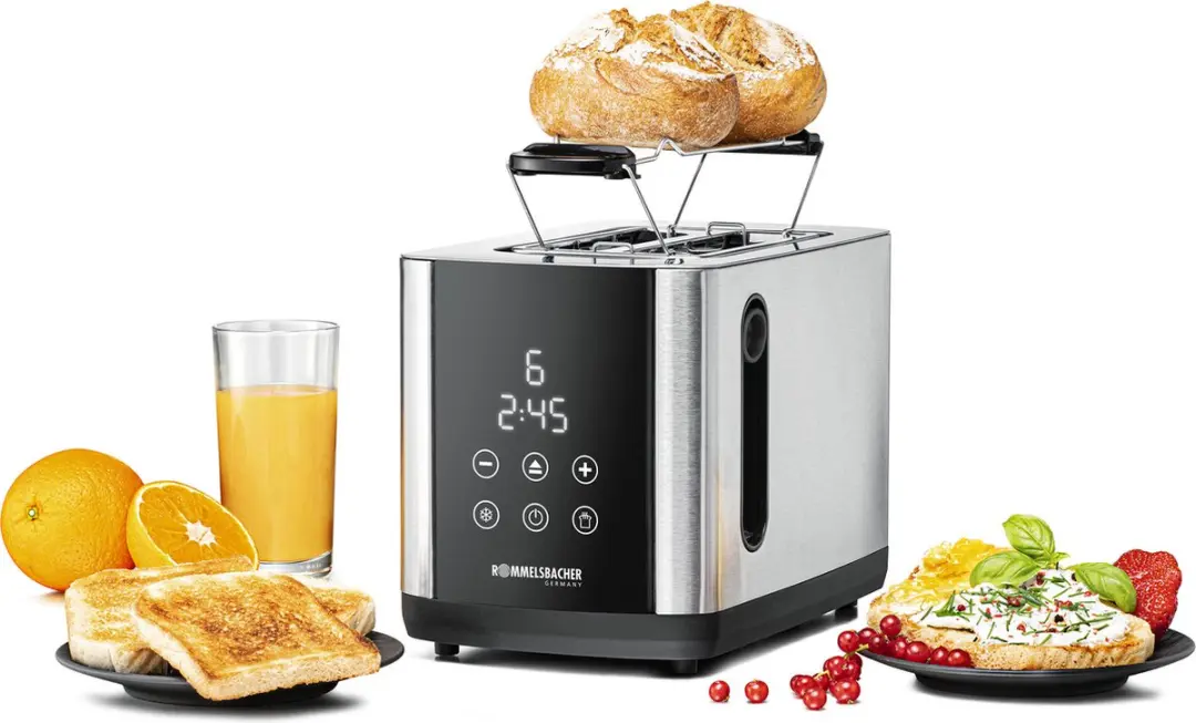 Rommelsbacher TO 850 Broodrooster - 2 Extra Brede Sleuven - 850W - Zwart/RVS