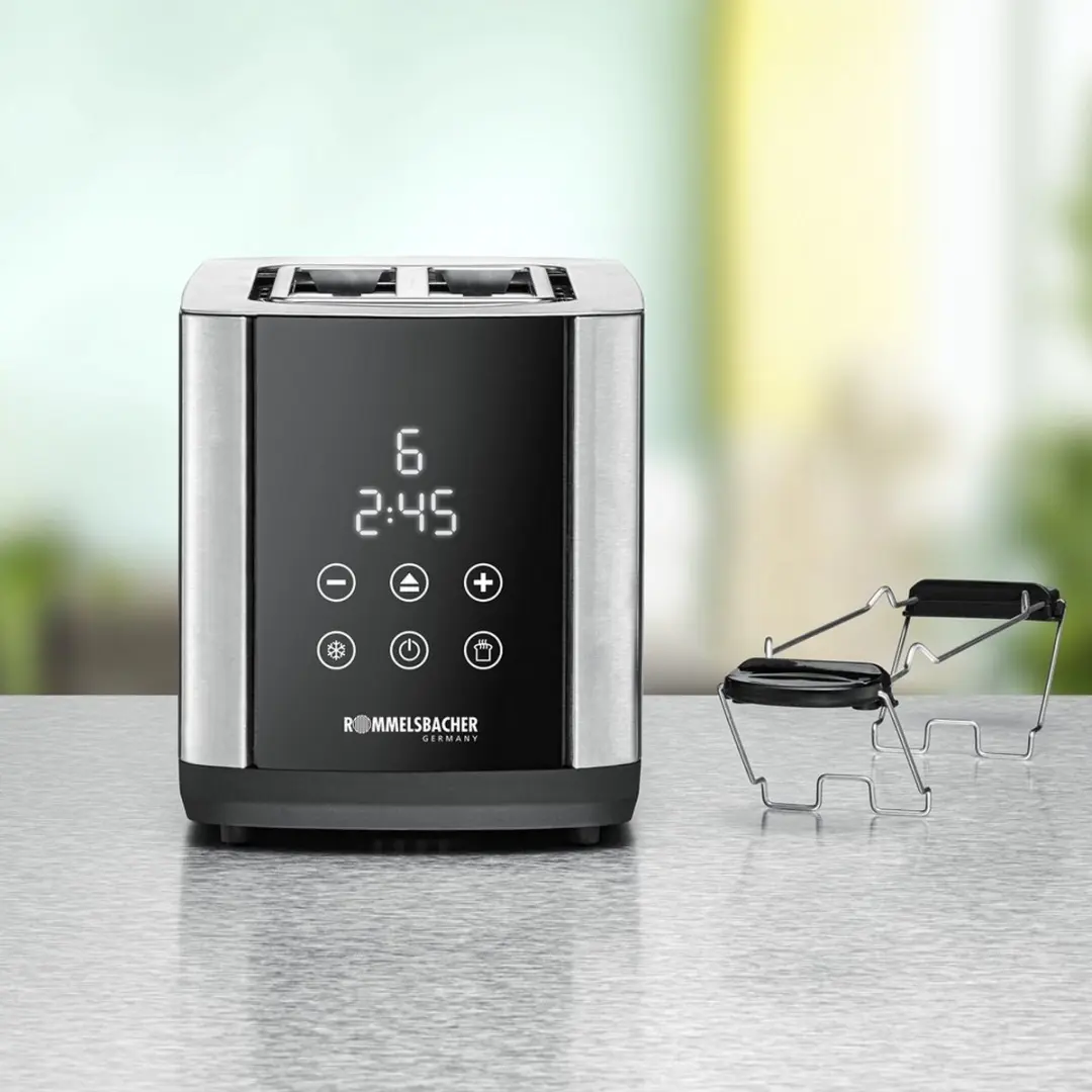 Rommelsbacher TO 850 Broodrooster - 2 Extra Brede Sleuven - 850W - Zwart/RVS