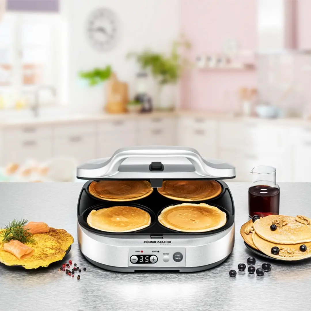 Rommelsbacher PC 1800 Pannenkoekenmaker - 4 Bakvormen 1800W - Zilver