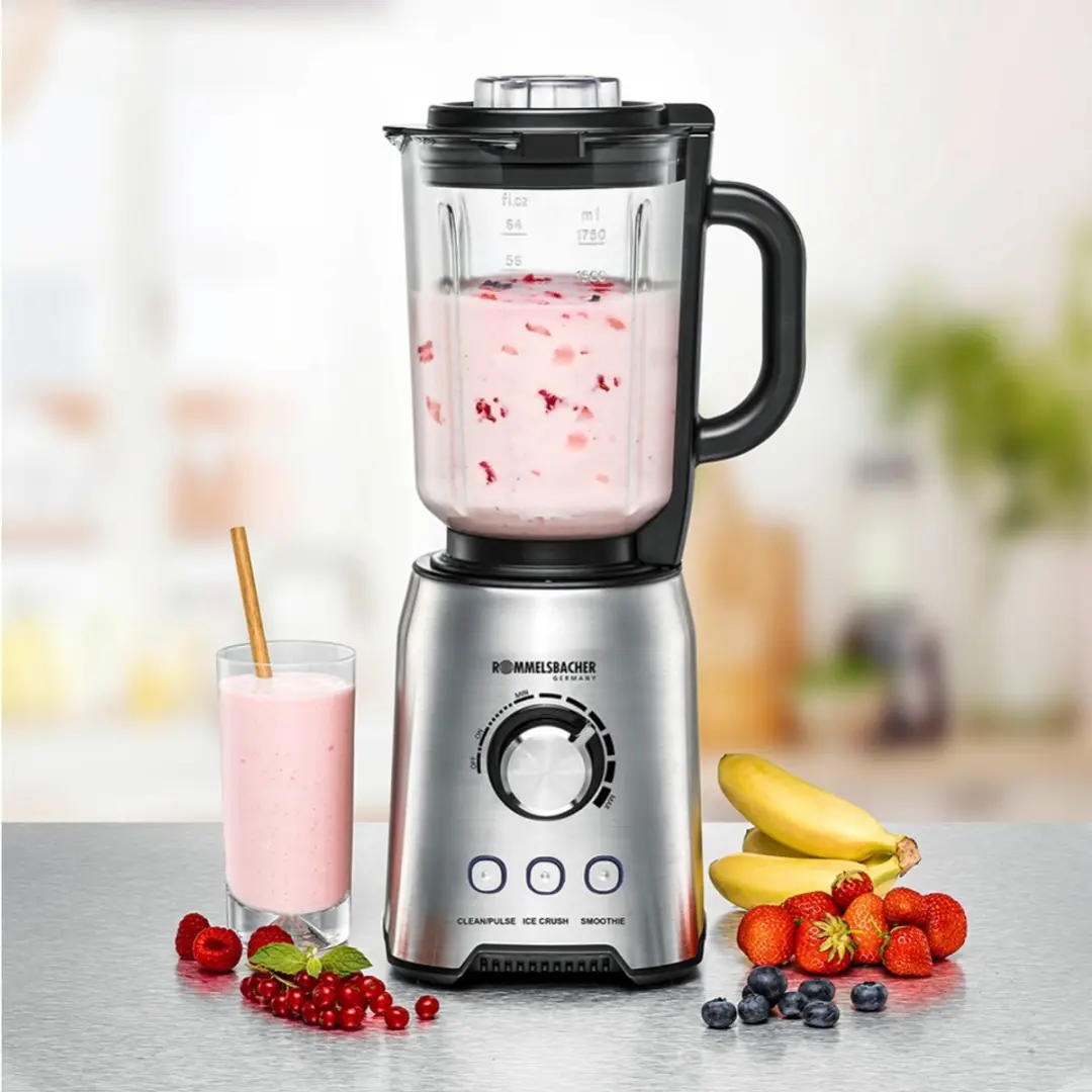 Rommelsbacher MX 1250 Blender - 1250W - 1,75L Glazen Kan - 6 RVS Messen