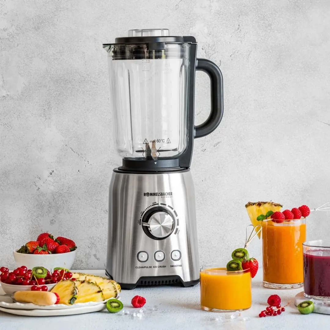 Rommelsbacher MX 1250 Blender - 1250W - 1,75L Glazen Kan - 6 RVS Messen