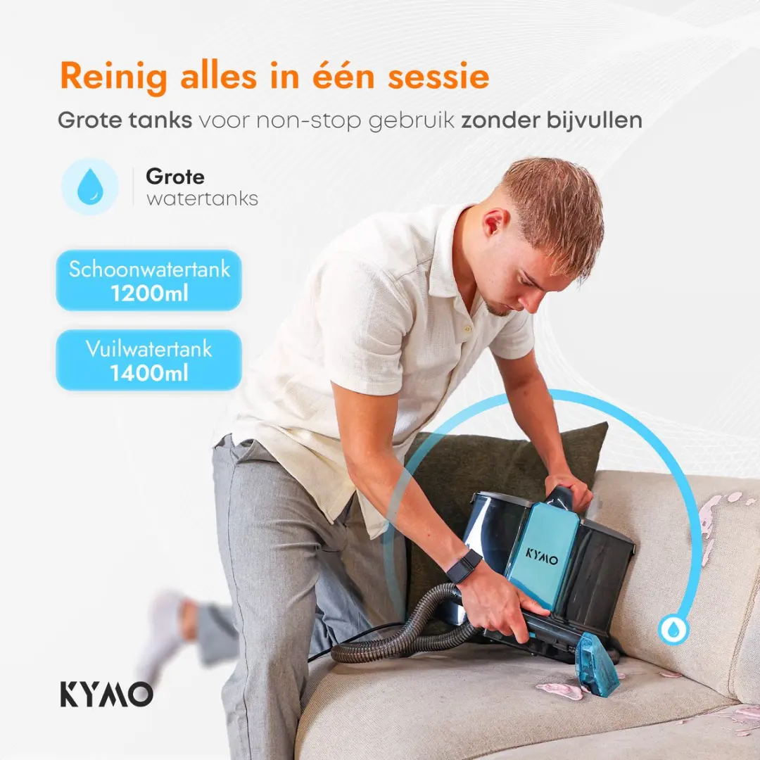 Kymo Tapijtreiniger Ultra 2 Pro - 650W - 2x1.4L - Wit/Grijs