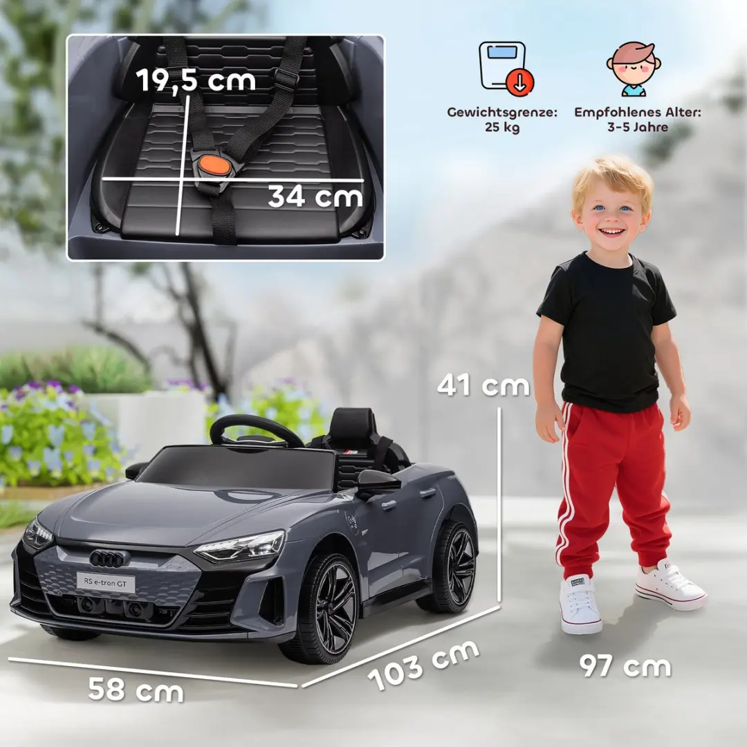 Homcom Elektrische Kinderauto 103x58x41cm - Grijs