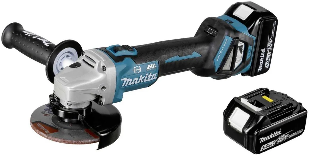 Makita DGA513RTJ Haakse Slijper 125mm - 2x 5.0Ah Accu